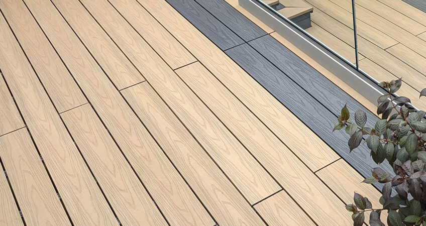 Composite Prime decking installed outdoors