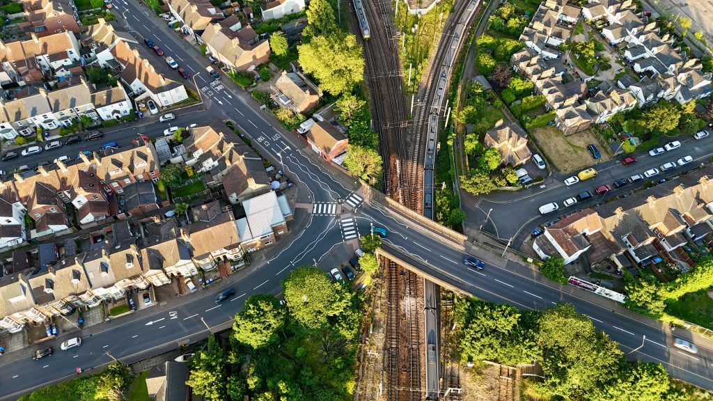 The ideal application for acoustic fencing - to reduce noise from road and rail traffic