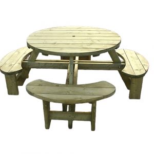 Round Top Picnic Table with Bench Seats