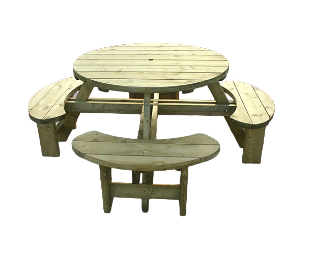Round Top Picnic Table with Bench Seats
