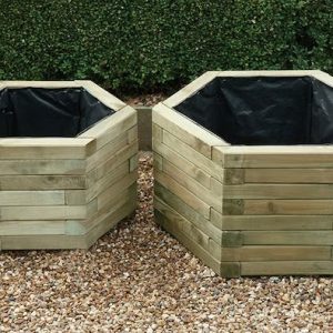 KDM Hexagonal Wooden Garden Planters (Set of 2)