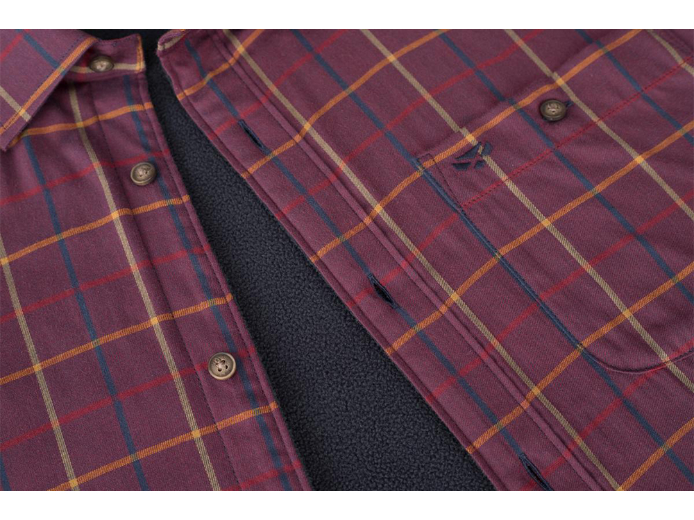 Hoggs of Fife Bramble Micro-Fleece Lined Shirt Wine Check - Image 4